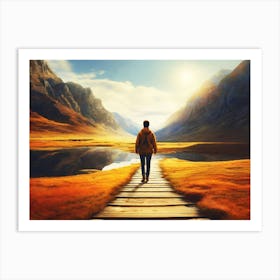 Man Walking On A Path Art Print