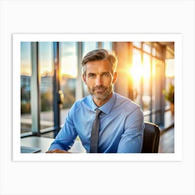 Confident Businessman Looking At Camera In A Modern Office Art Print