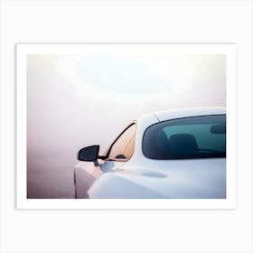 White Sports Car In The Fog Art Print