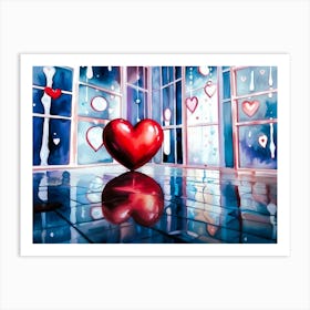 Valentine heart in a room with mirrors Art Print