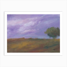 Purple Sky - landscape figurative impressionism nature sky tree hand painted Art Print