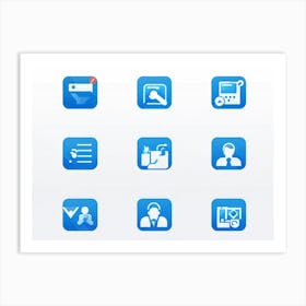 People Control Holiday Set Mass Media Service Device Icon Food Industry Blue Information (31) Art Print