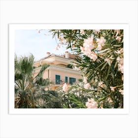 Hotel With Palms And Flowers Art Print