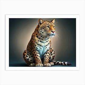 Majestic Leopard Sitting With A Focused Gaze Art Print