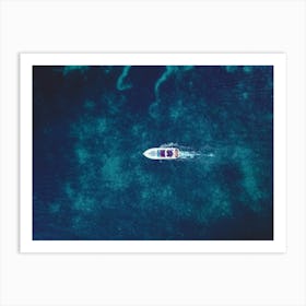 Aerial View Of A Boat In The Ocean Art Print