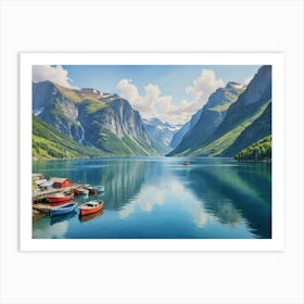 Fjords Of Norway Crystal Blue and Majestic Heights Art Print