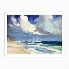 Sailboats On The Beach 3 Art Print