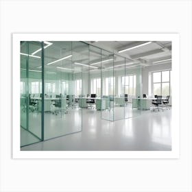 Modern Office Space With Glass Walls And A Clean, Minimalist Design Art Print