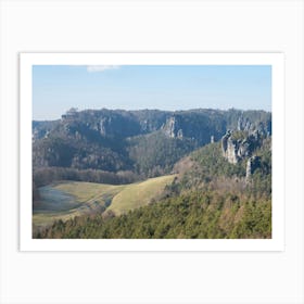 Forest, meadow and rocks in Saxon Switzerland Art Print