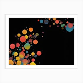 Abstract Colorful Circles On Black Background Art Print