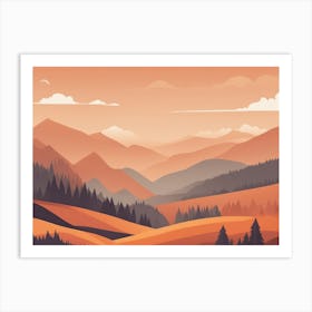 Misty mountains horizontal background in orange tone 46 Art Print