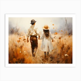 Two Children In A Field Art Print