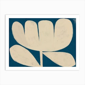 White Flower On Blue Art Print
