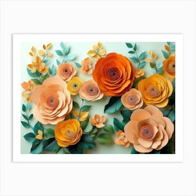 3D Paper Roses Art Print