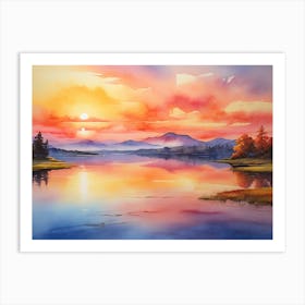 Sunset On Lake Art Print