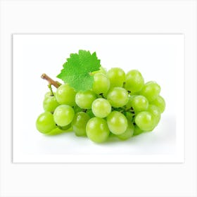 Green Grapes Isolated On White 1 Art Print