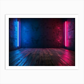 Dark Room With Neon Lights Art Print