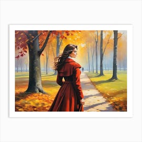 Woman In A Red Coat Art Print