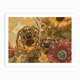 Floral Animal Illustration Spider 2 Art Print