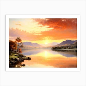 Sunset Over Lake Art Print