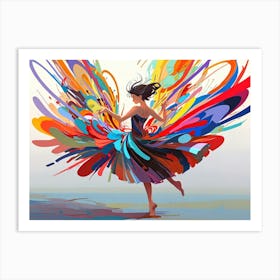 Girl With Colorful Wings Art Print