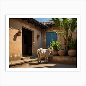 Goat In Front Of A House 2 Art Print