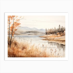 A Painting Of A Lake In Autumn 7 Art Print