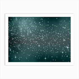 Teal White Fade Shining Star Background Art Print