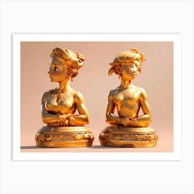 Two Golden Statues Art Print