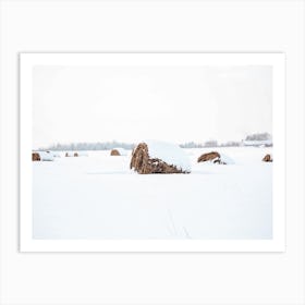 Snowed In Hay Field Art Print