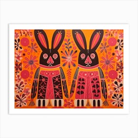 Rabbit 1 Folk Style Animal Illustration Art Print