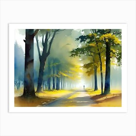 Watercolor Of A Forest 1 Art Print