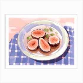 A Plate Of Figs, Top View Food Illustration, Landscape 4 Art Print