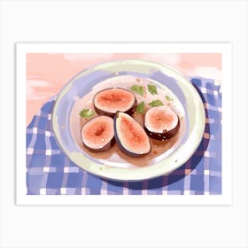 A Plate Of Figs Top View Food Illustration Landscape 4 Poster