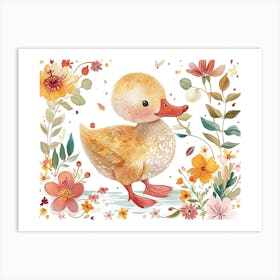 Little Floral Duck 3 Art Print