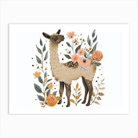 Little Floral Llama 2 Art Print