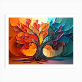 3d Abstraction Artwork, Color Tree on Bright Background Art Print