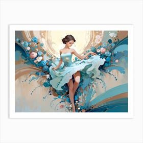 Ballerina In Blue Dress Art Print