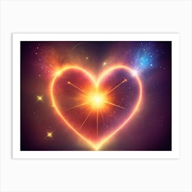 A Colorful Glowing Heart On A Dark Background Horizontal Composition 9 Art Print