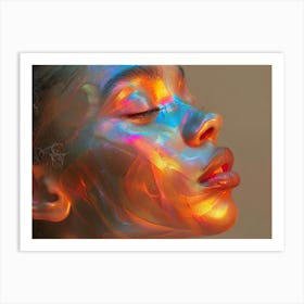 Portrait Of A Girl With A Rainbow Face Art Print