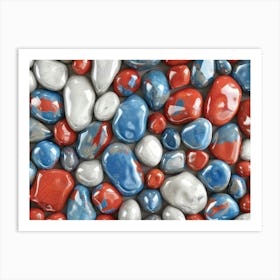 Red White And Blue Pebbles Art Print