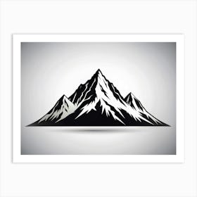 Black And White Mountain Silhouette Art Print