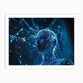 Cybernetic Abstract Network Portrait Envisioning A Futuristic Web Of Connections Where Luminous Dot (2) Art Print