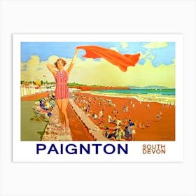 Happy Girl On Paignton, South Devon, England Art Print