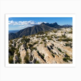 Mountain landscape and eroded limestone Art Print
