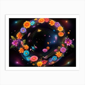 Colorful Flowers In A Circle Art Print