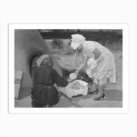 Wiping Ashes From Freshly Baked Bread Which Has Just Been Removed From Earthen Oven, Spanish American Farm Art Print