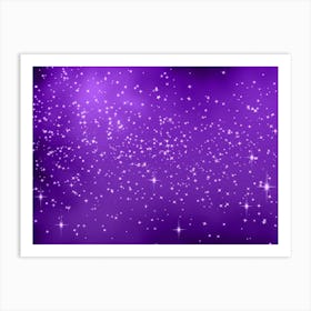 Dark Purple Shining Star Background Art Print