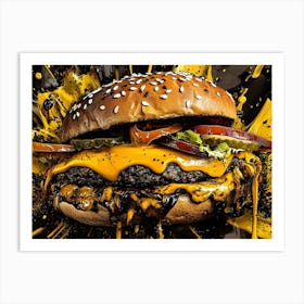 Burger Splatter Art Print