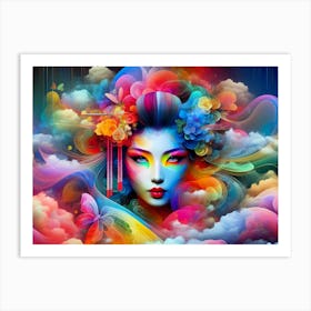 Geisha in Color Smoke Art Print